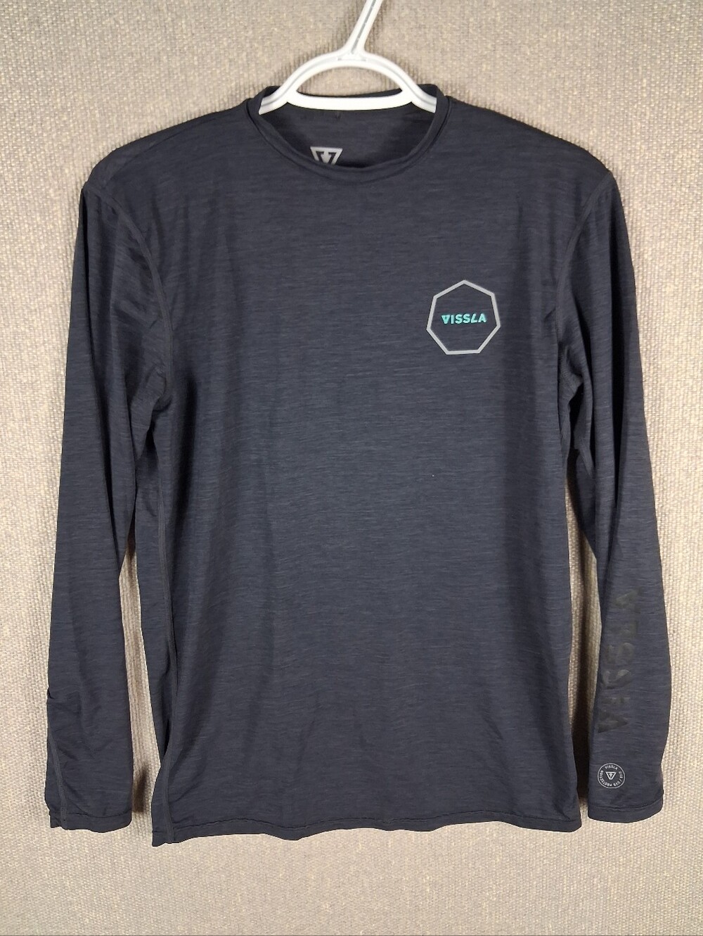 Vissla Twisted Eco Long Sleeve Sun Shirt Mens Small Gray Heather Performance